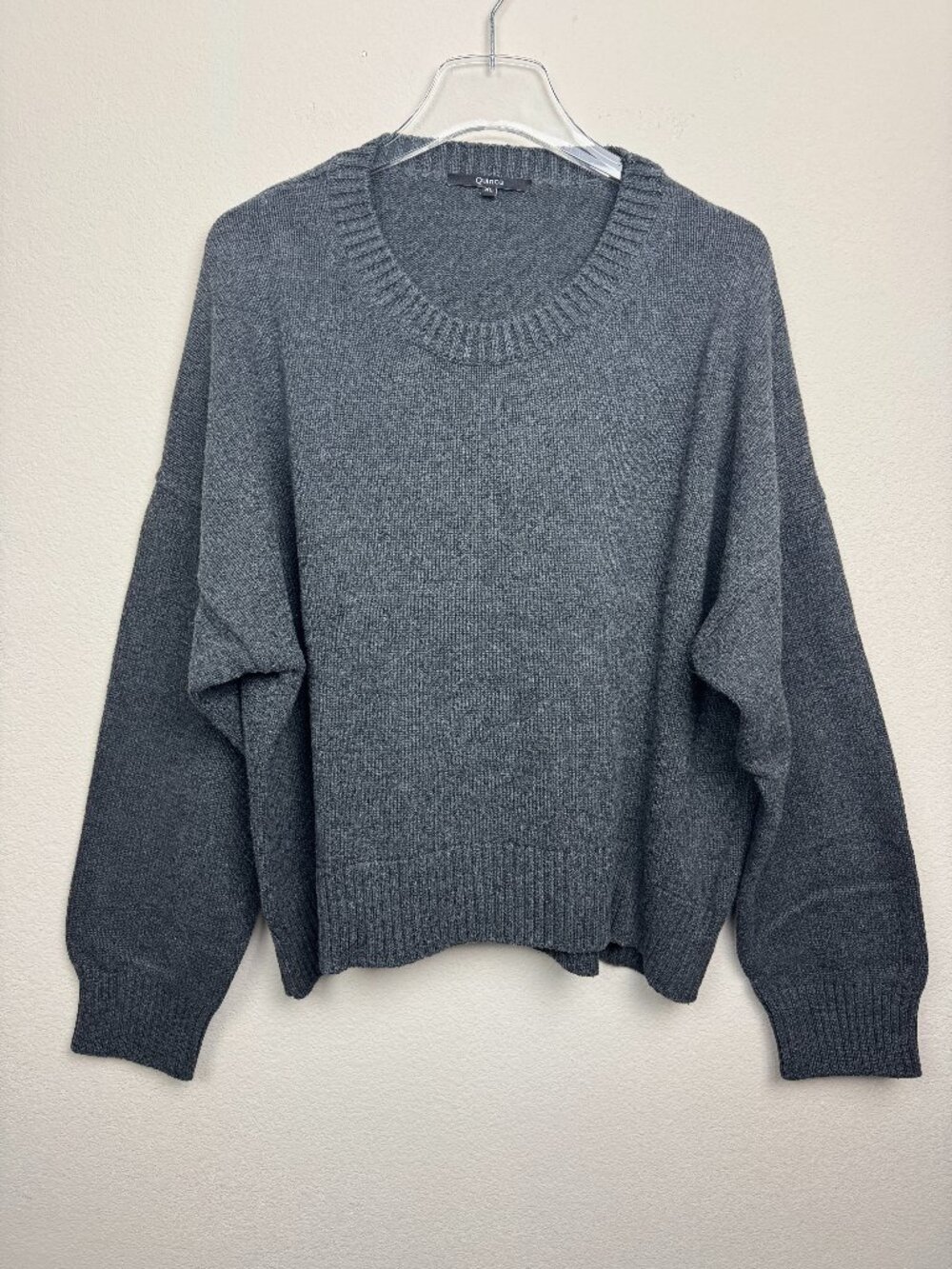Quince Organic Cotton Boyfriend Crew Sweater Charcoal Size XL